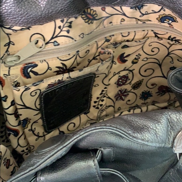 BRIGHTON PEWTER GRAY SILVER LEATHER SHOULDER BAG - Picture 11 of 13